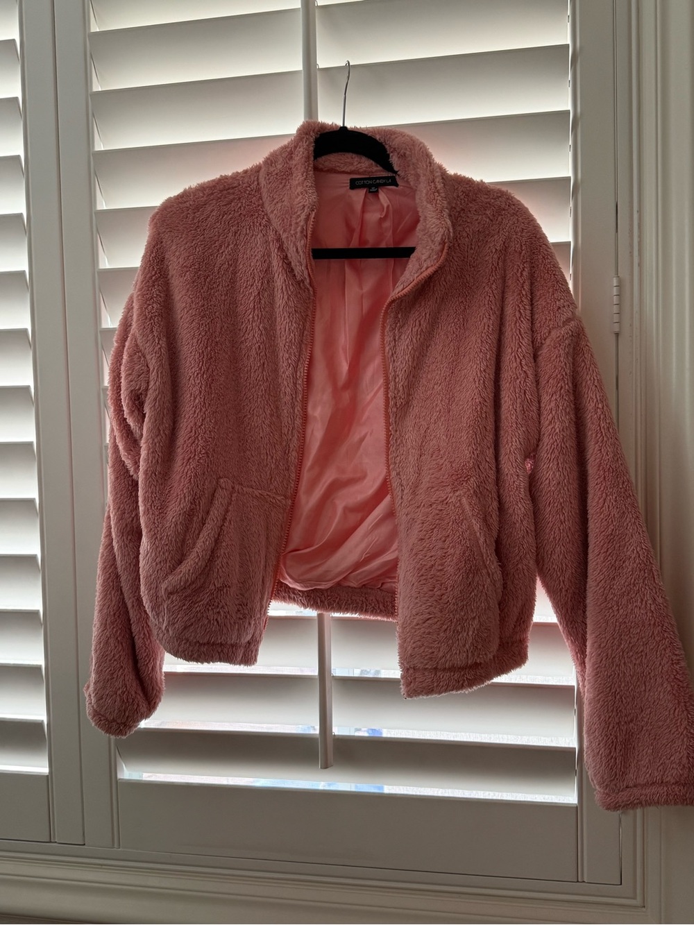 Cotton Candy Plush Teddy Jacket in Dusty Pink